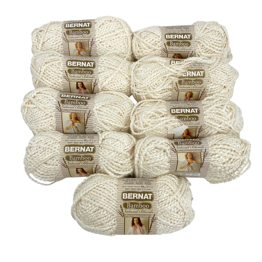 Bernat Bamboo Natural Blends Yarn Linen 92008 Bulky Weight 9 Skeins Lot
